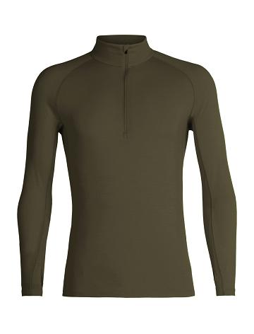 Icebreaker BodyfitZone™ Merino 200 Zone Thermal Long Sleeve Half Zip Top Férfi Base Layers Olivazöld | HU 1335UZGT